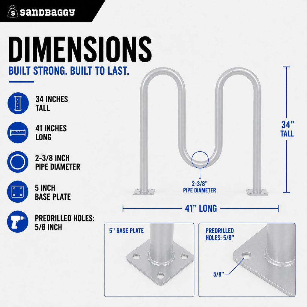 White Dual Loop Bike Rack - 5 Capacity