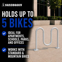 White Dual Loop Bike Rack - 5 Capacity
