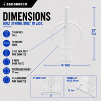commercial post and ring bike rack - white - specs
