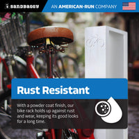 White Rectangle Modern Bike Rack rust resistant 