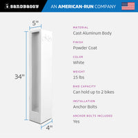 White Rectangle Modern Bike Rack Specs