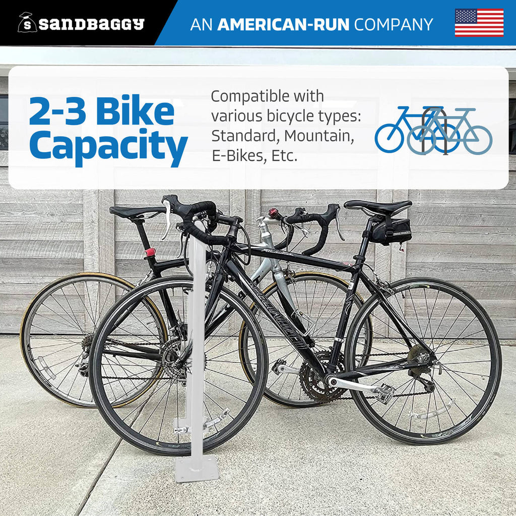 white outdoor u shaped bike rack