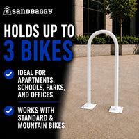 outdoor u shaped bike rack - white - 3 bike cap