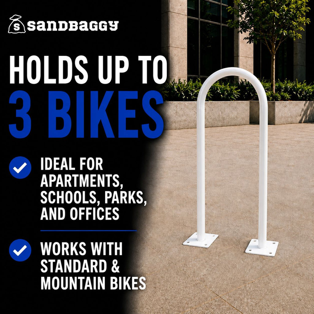 outdoor u shaped bike rack - white - 3 bike cap