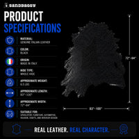 Whole Hide Italian Black Leather Hides