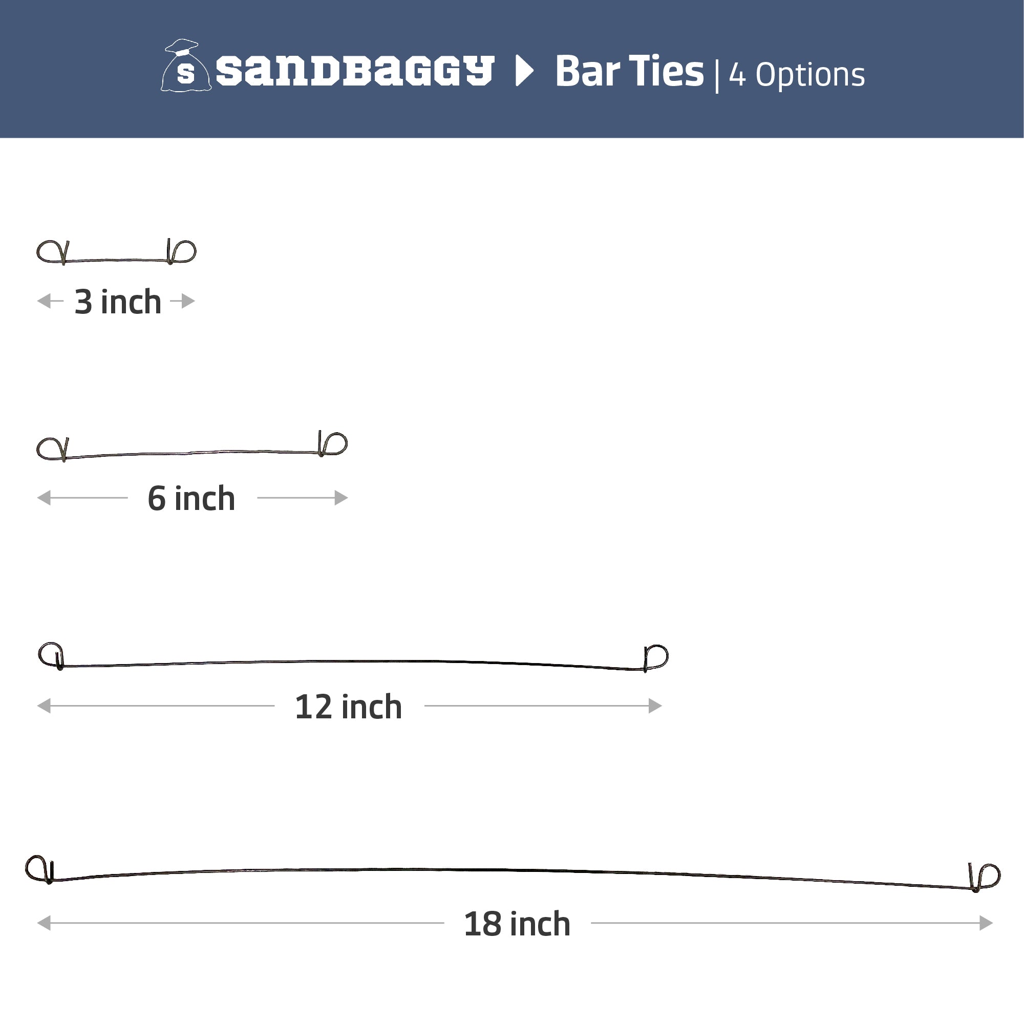 Sandbaggy Double Loop Rebar Wire Ties - 16 Gauge, 12 Inch Length, Pack Of 200, Industrial Grade