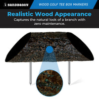 wood golf course tee box markers (Black) - Log Style
