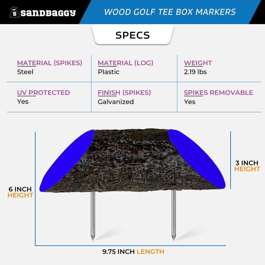 wood golf course tee box markers (Blue) - specs