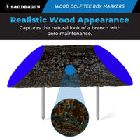 wood golf course tee box markers (Blue) - Log style