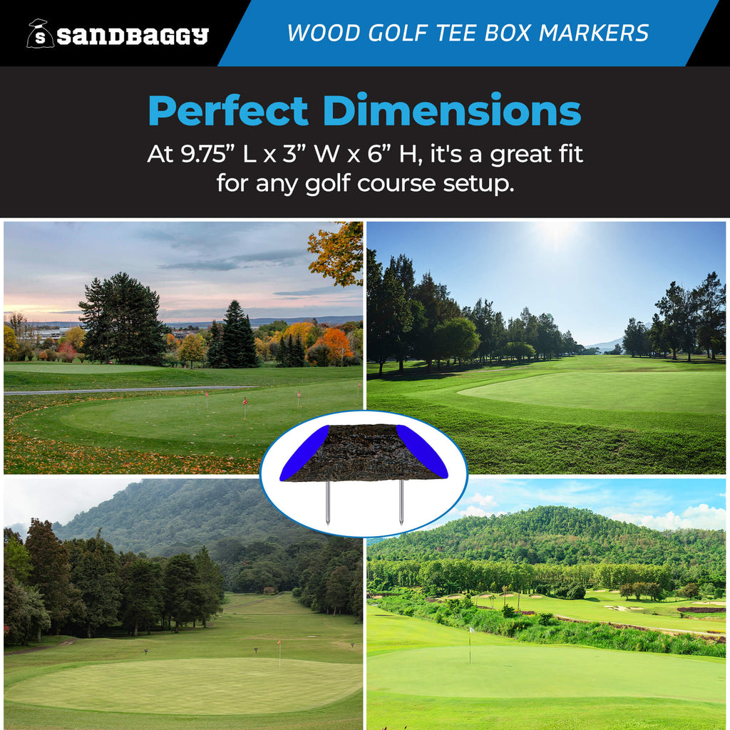 Wood Golf Tee Box Marker - UV Protected (Blue)