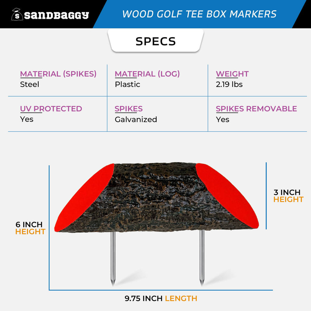 wood golf course tee box markers (red) - specs