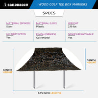 wood golf course tee box markers (white) - specs