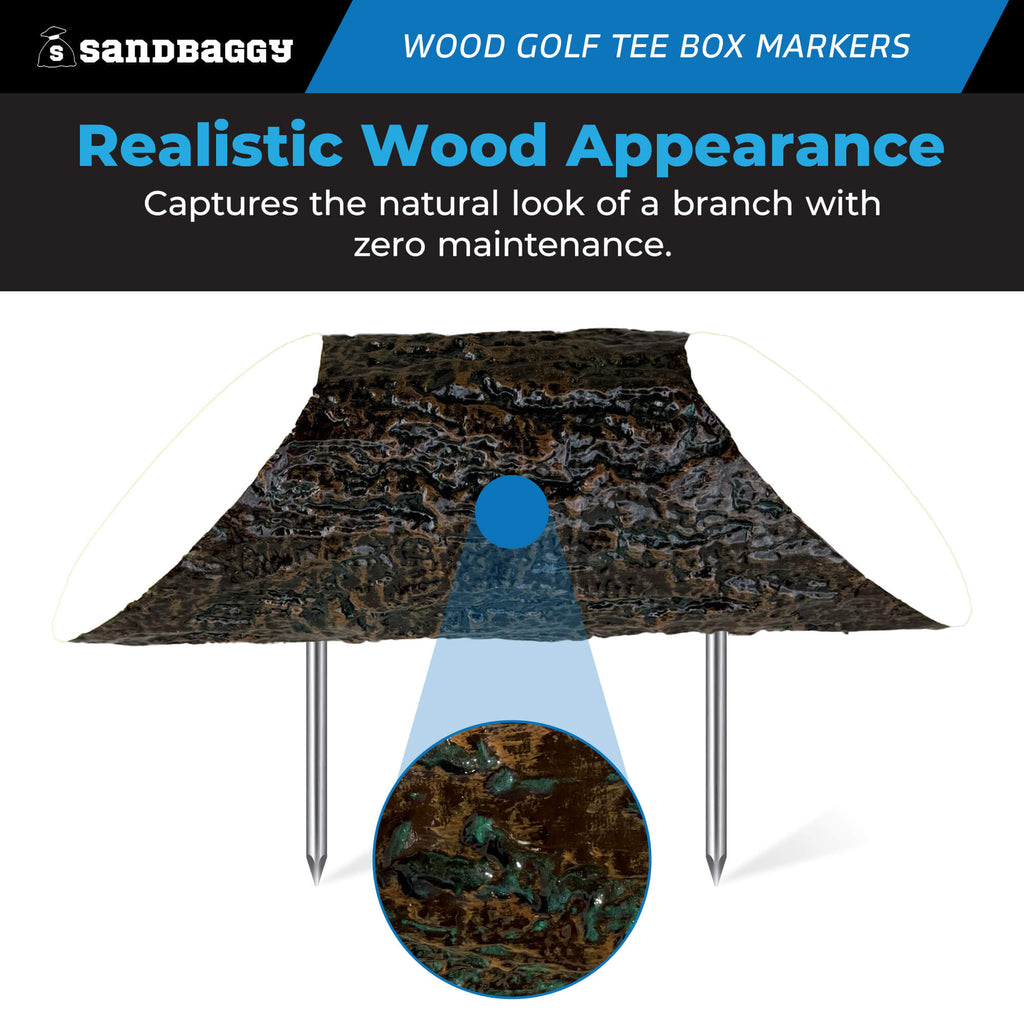 wood golf course tee box markers (white) - log style