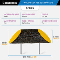 wood golf course tee box markers (yellow) - specs