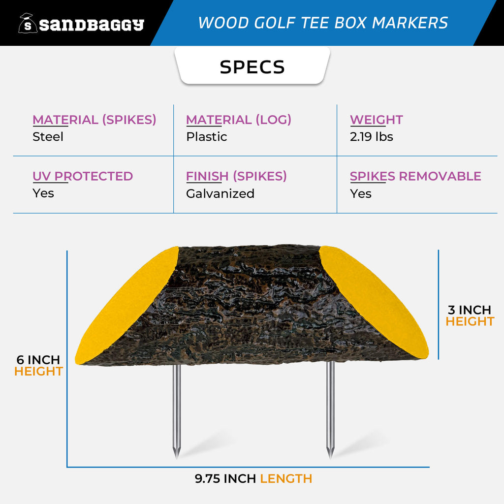 wood golf course tee box markers (yellow) - specs