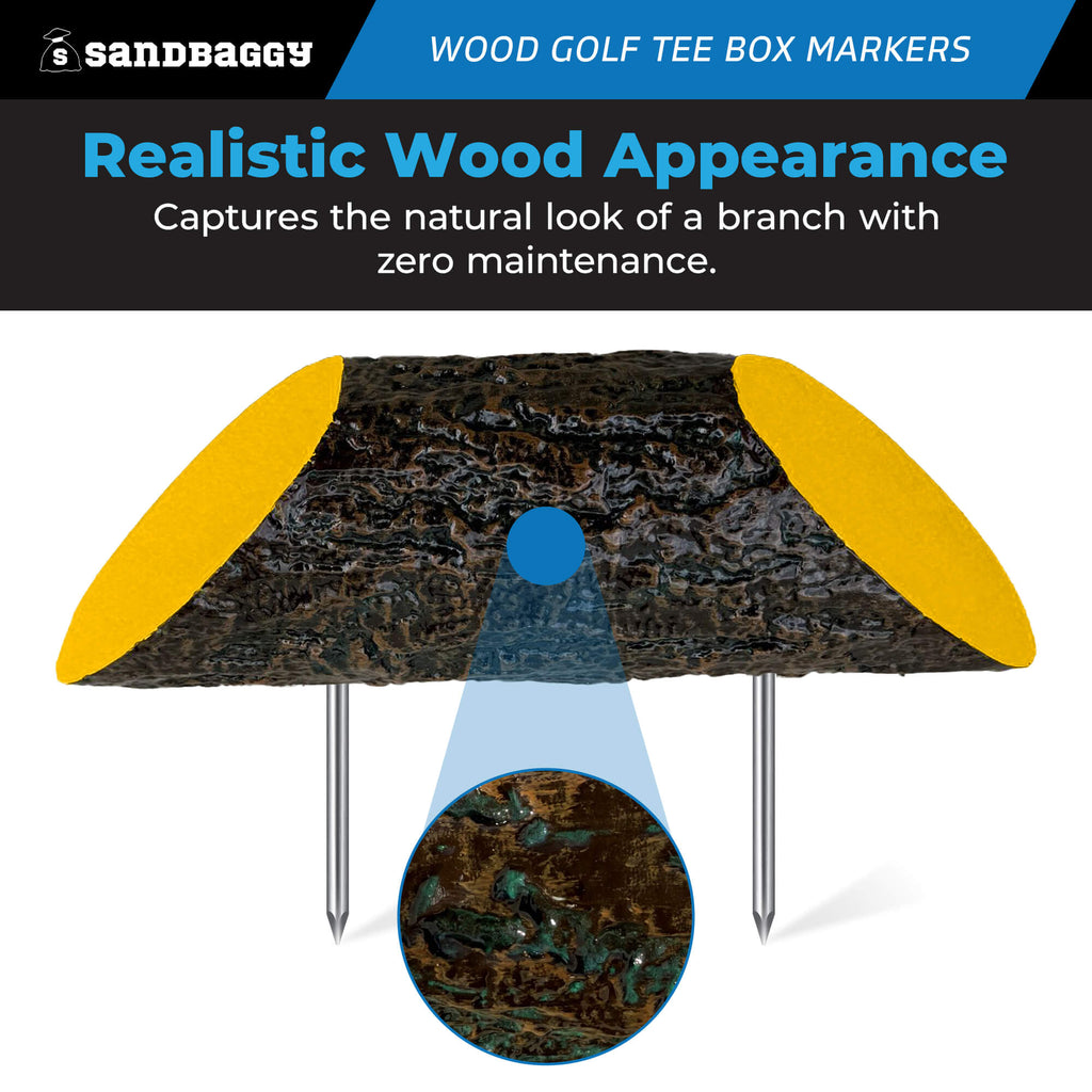 wood golf course tee box markers (yellow) - log style