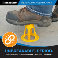 Plastic Rebar Chairs - Elevates Rebar 4 ¼" or 4 ¾" - Rebar #3 to #5 (Yellow)