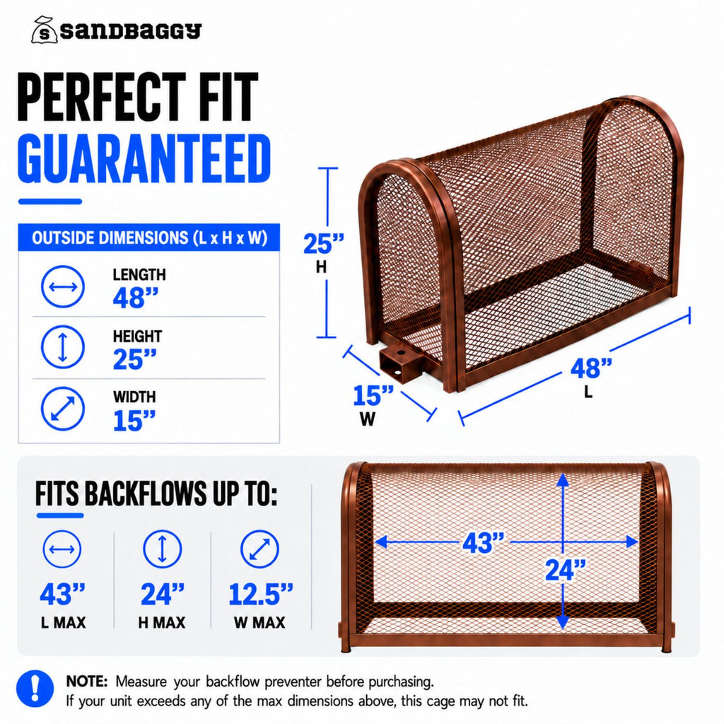 copper backflow cage large - fits backflows up to 43" L x 24" H x 12.5" W