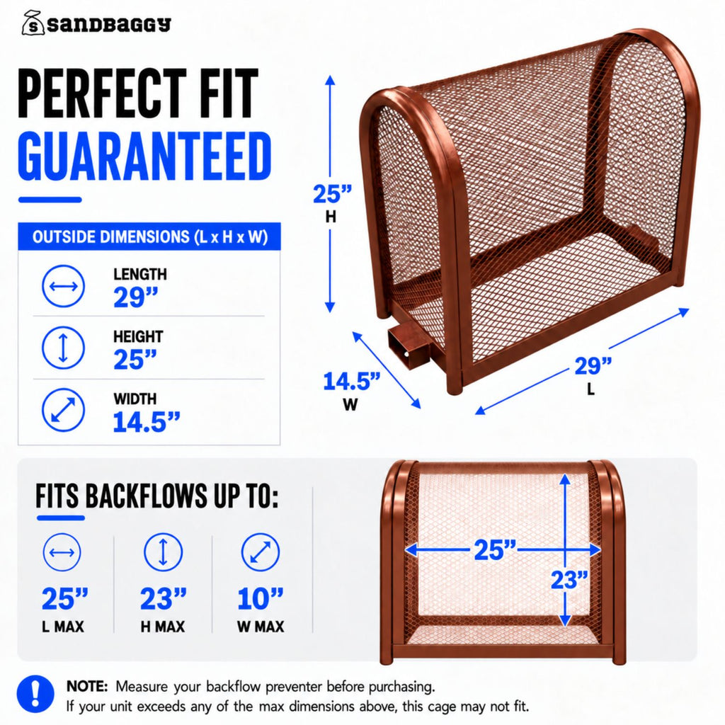 copper backflow cage. Medium size - fits backflows up to 25" L x 23" H x 10" W
