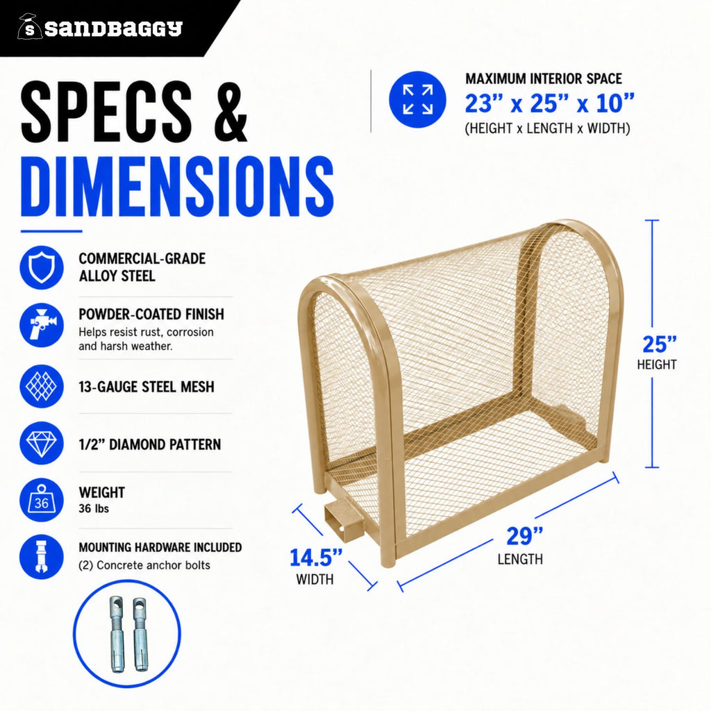 tan security backflow cage - Specs