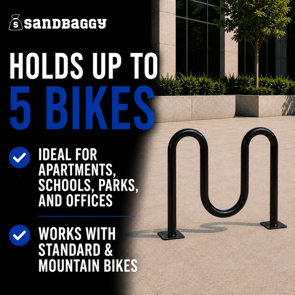 Black Dual Loop Bike Rack - holds up to 5 bikes