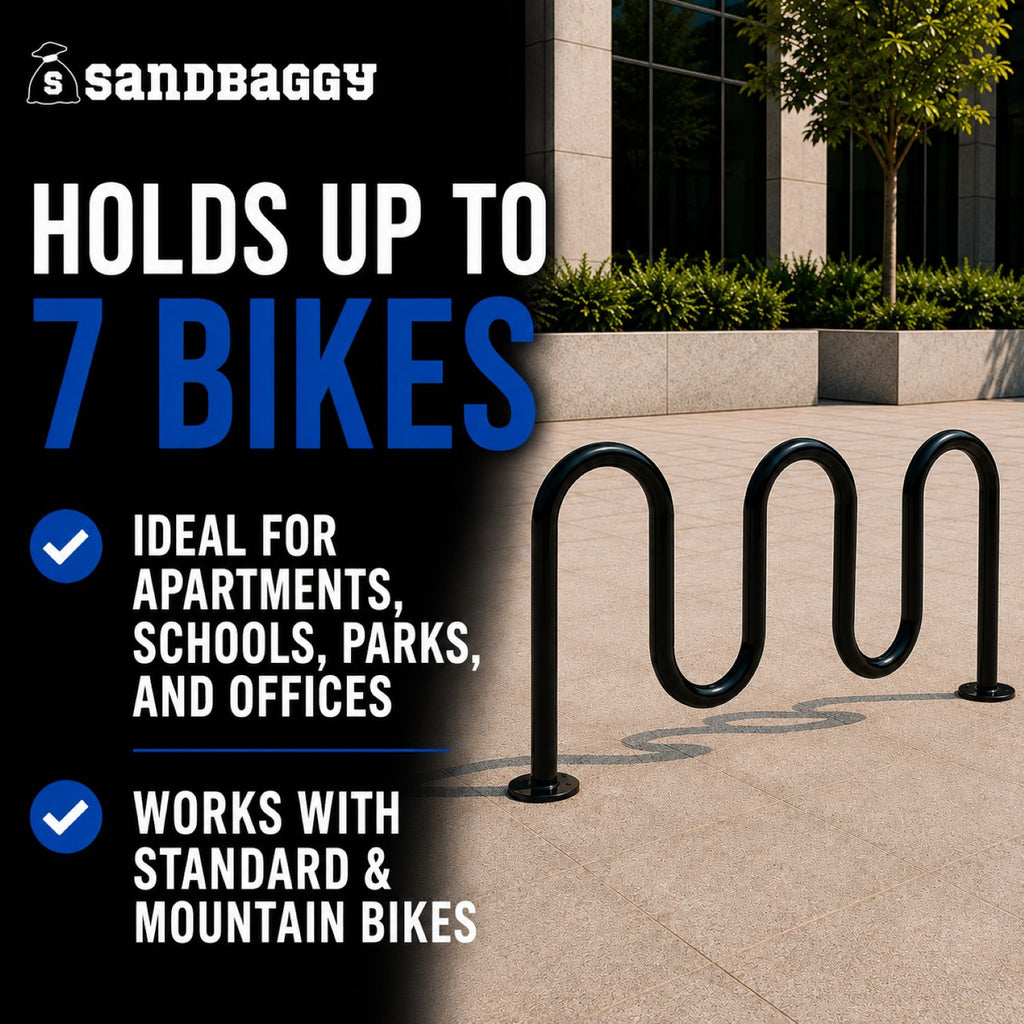 commercial 5 loop bike racks - 7 bike capacity