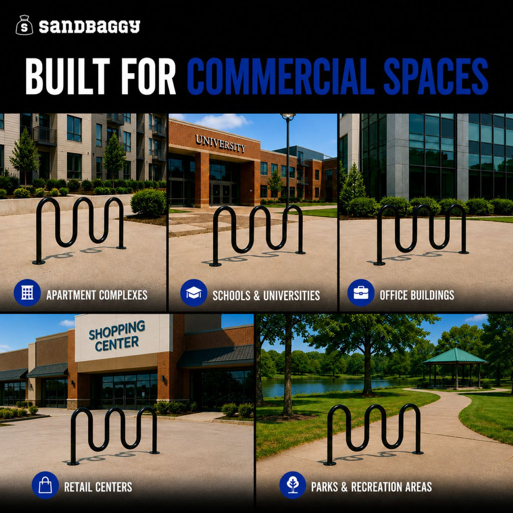 outdoor commercial 5 loop bike racks
