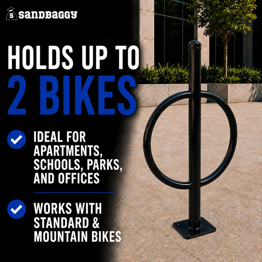 commercial post and ring bike rack - 2 bike capacity