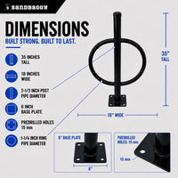 black commercial post and ring bike rack - 2 bike capacity