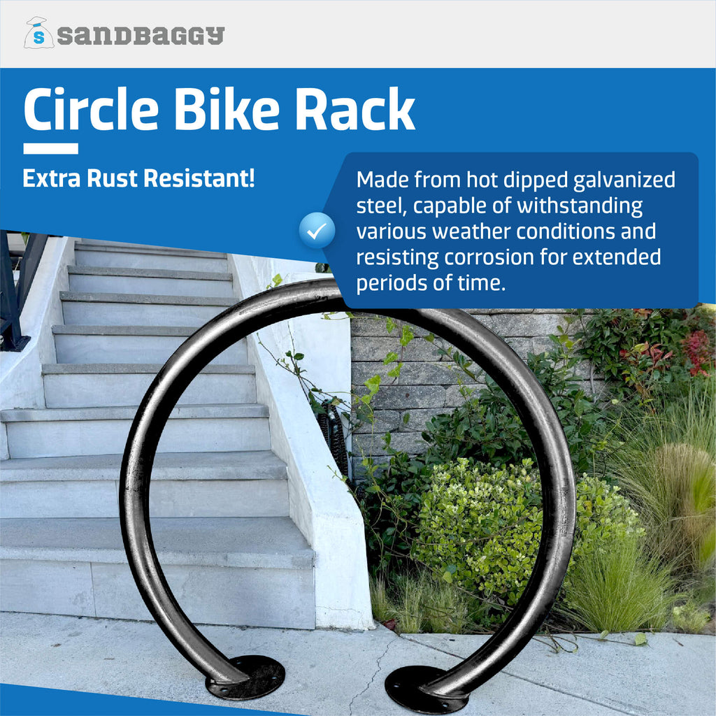 Commercial Circle Bike Racks - Surface Mount - Galvanized Steel - 2 Bike Capacity