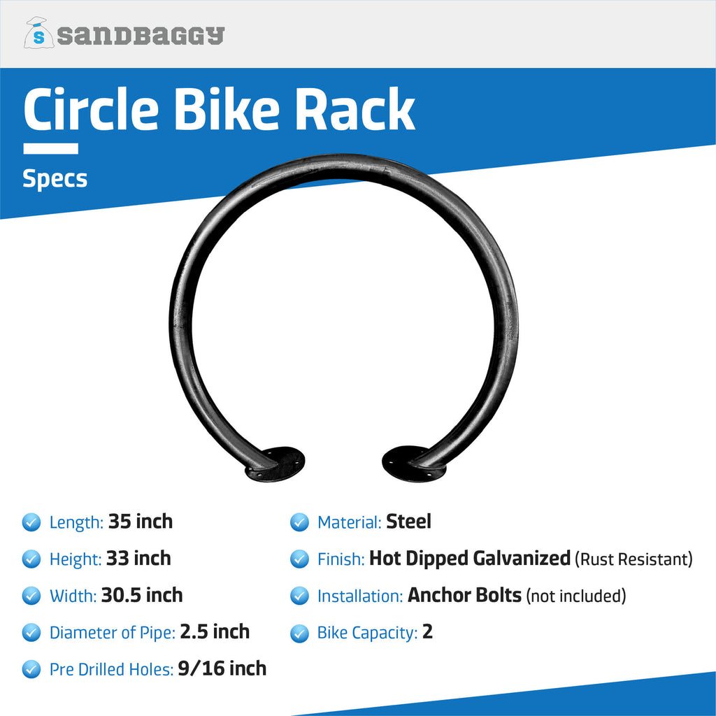 Commercial Circle Bike Racks - Surface Mount - Galvanized Steel - 2 Bike Capacity