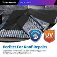 Black Poly Tarp For Roof Repairs