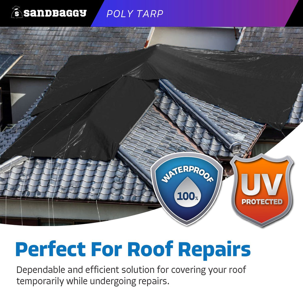 Black Poly Tarp For Roof Repairs