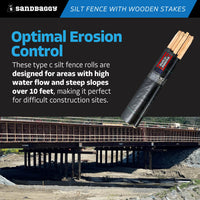black silt fence with stakes - erosion control