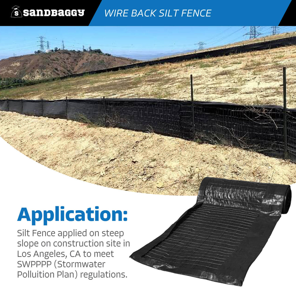 Wire Back Silt Fence (100% DOT compliant)