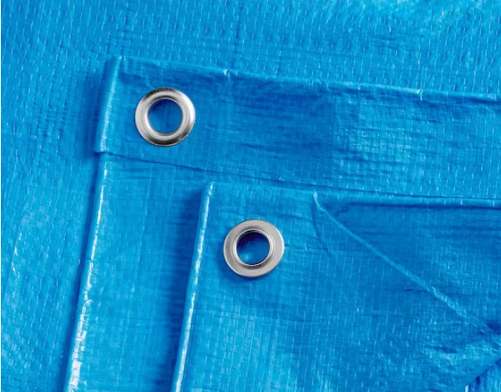 8 ft x 10 ft Blue Poly Tarp with Grommets (Water & UV Resistant)