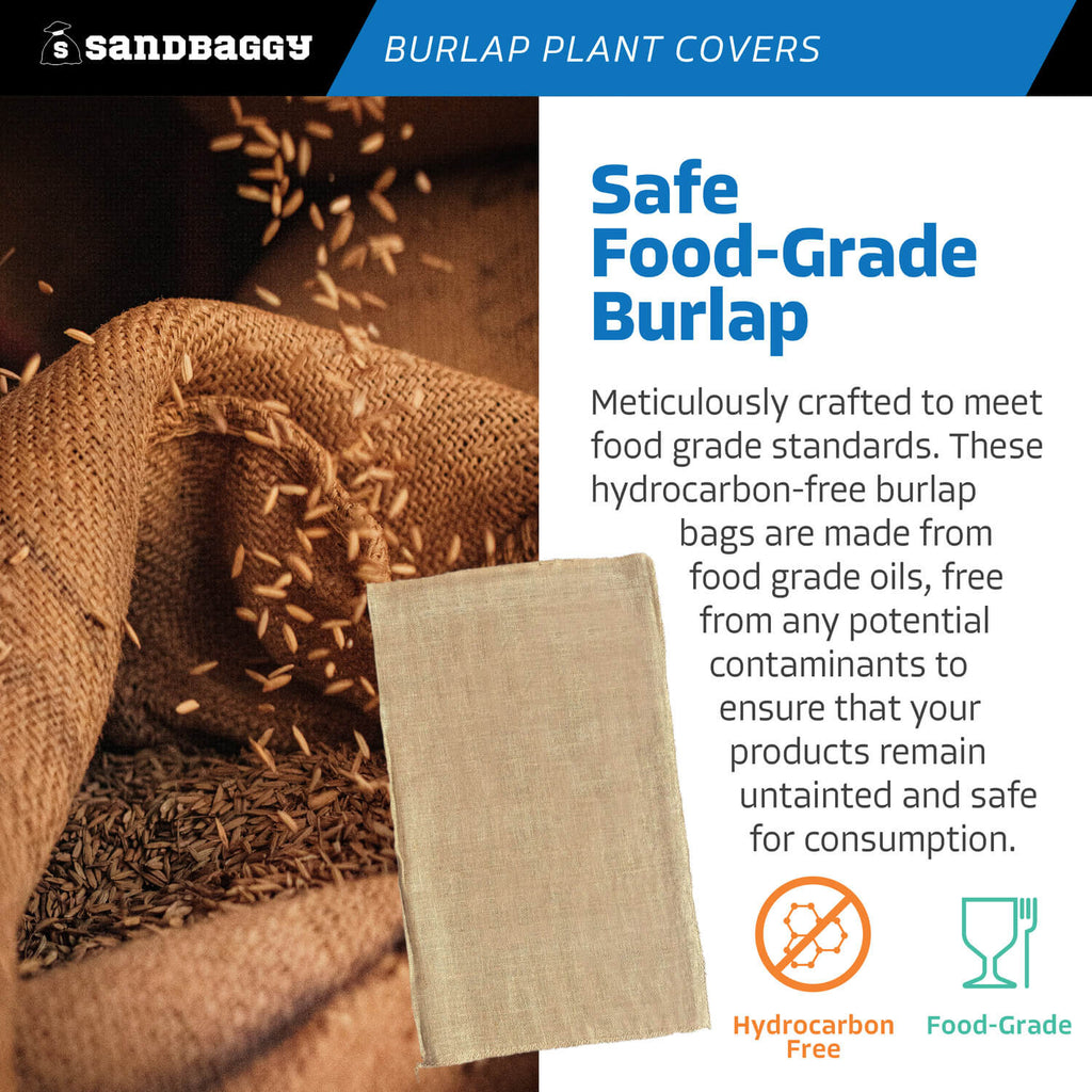 burlap plant covers - food grade, hydocarbon-free