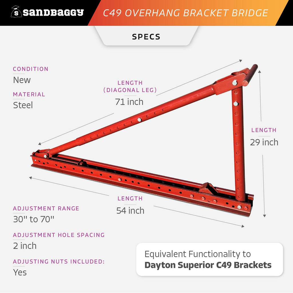 C49 Bridge Overhang Bracket - Adjusts From 30" to 70"