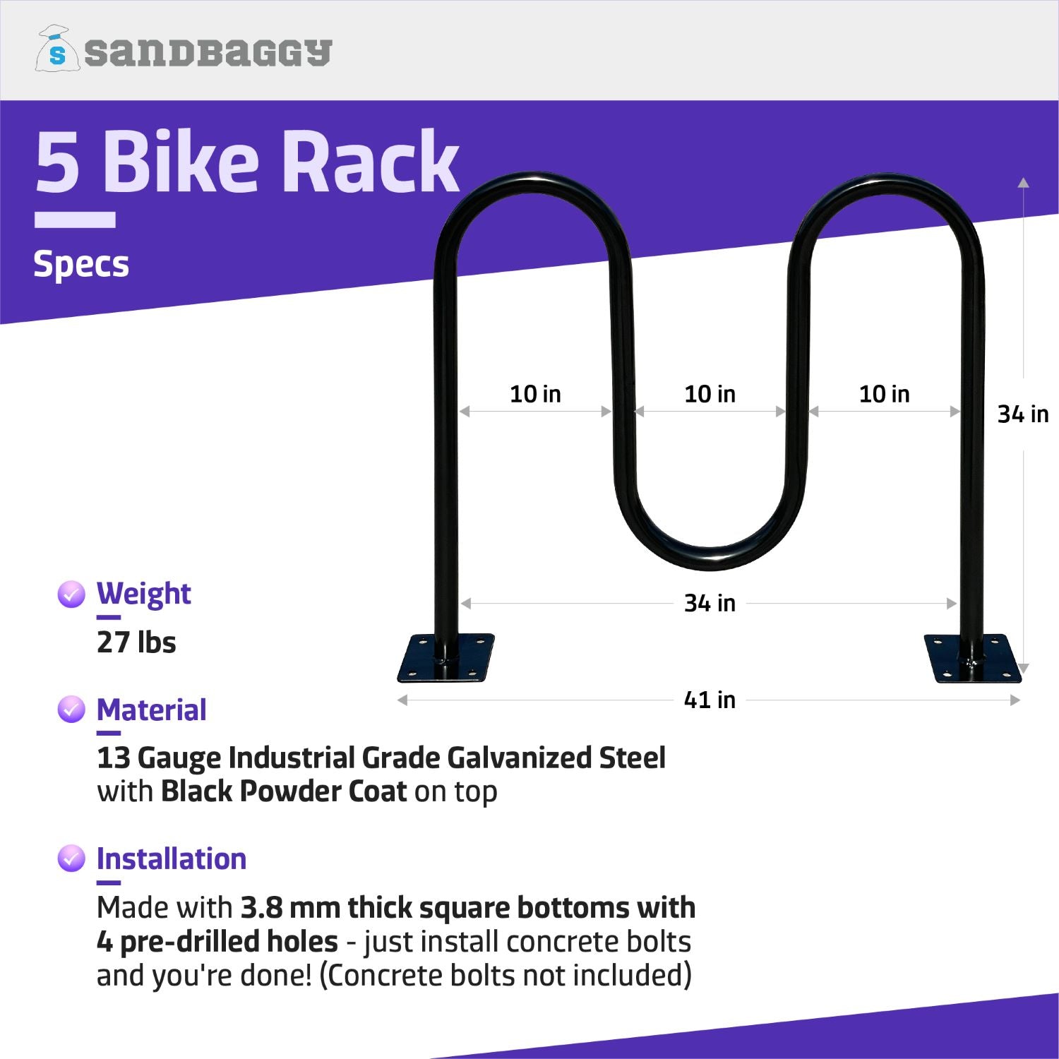 Commercial Wave Bike Racks - Dual Loop - In Ground Installation – Sandbaggy