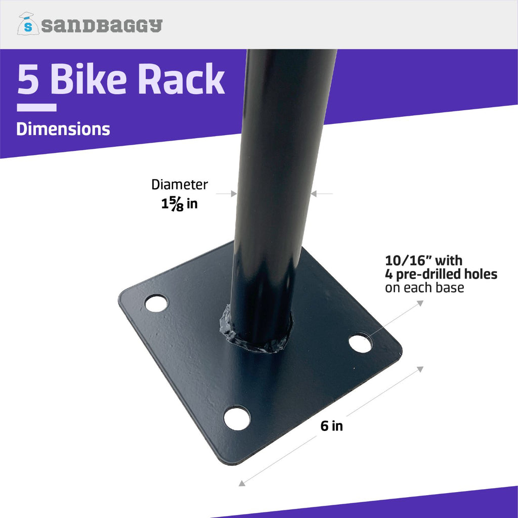 bike rack with 6" square base (footings)