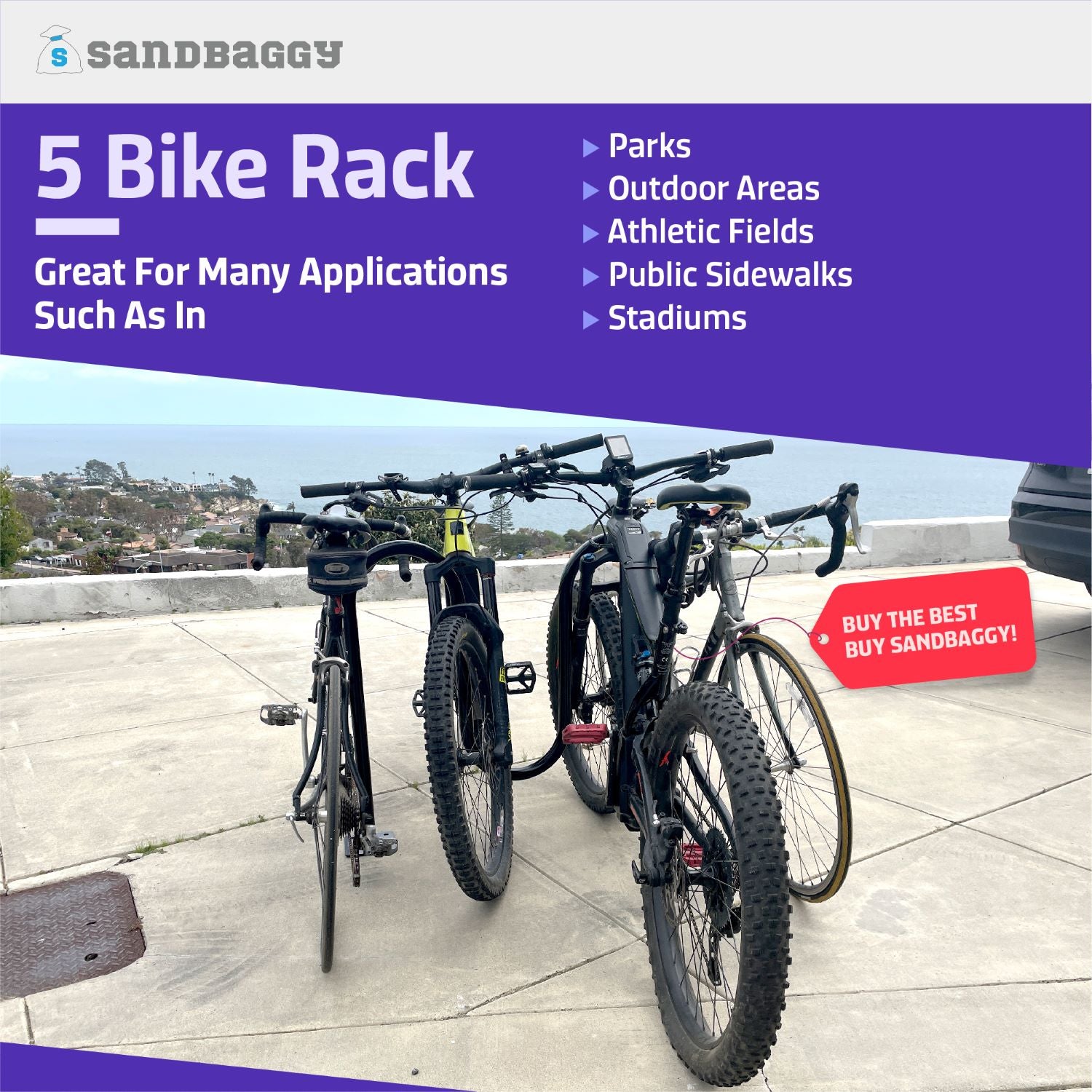 Commercial Wave Bike Racks - Dual Loop - In Ground Installation – Sandbaggy