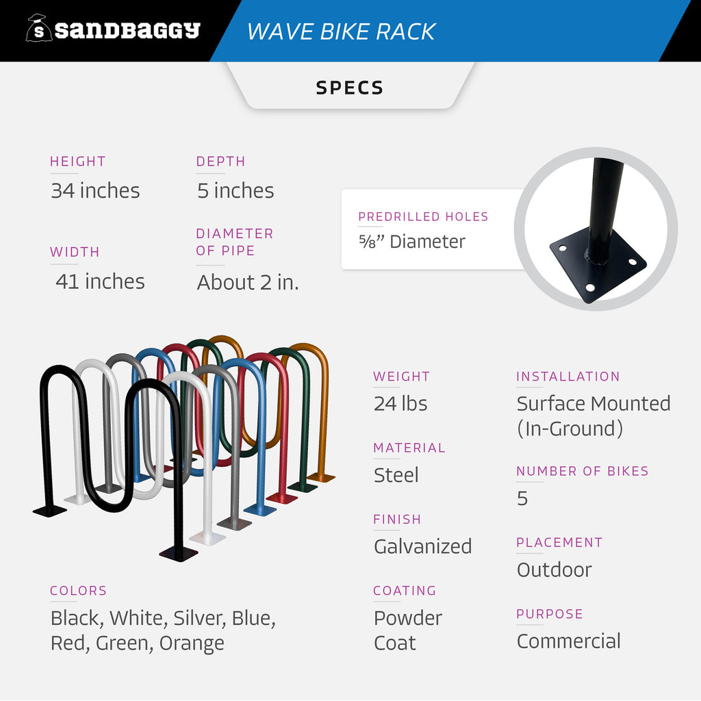 Commercial Wave Bike Racks - Dual Loop - In Ground Installation – Sandbaggy