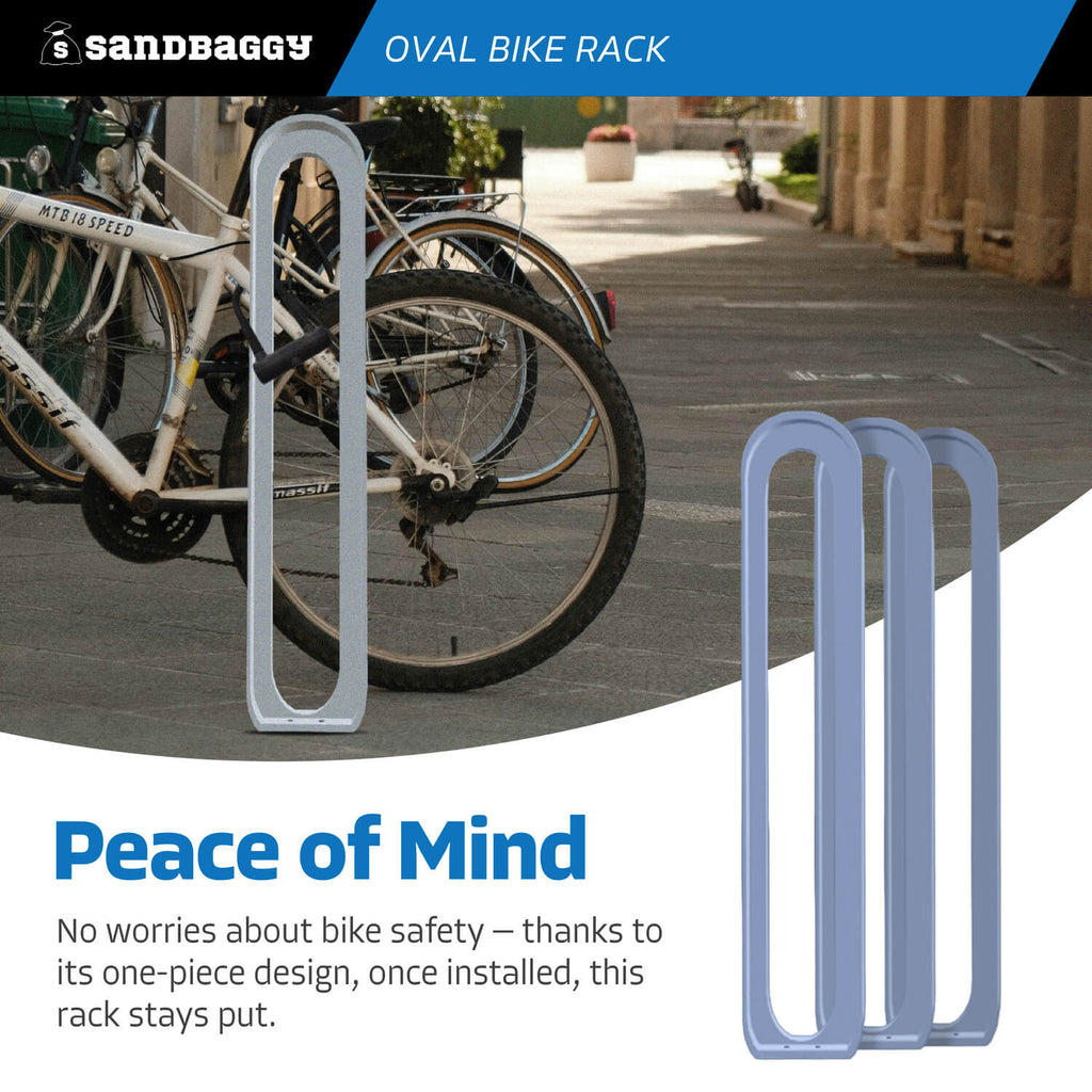 modern commercial oval bike rack - one piece design