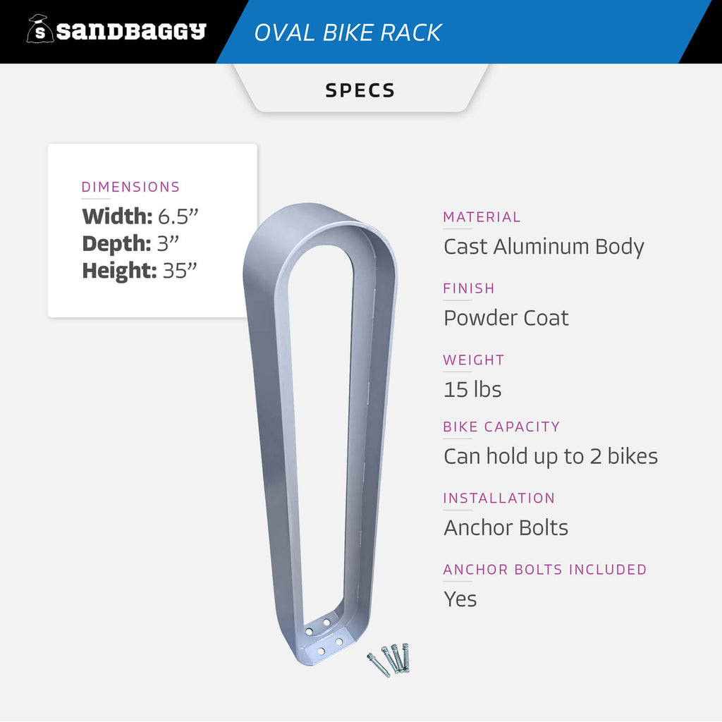 modern commercial oval bike rack specs