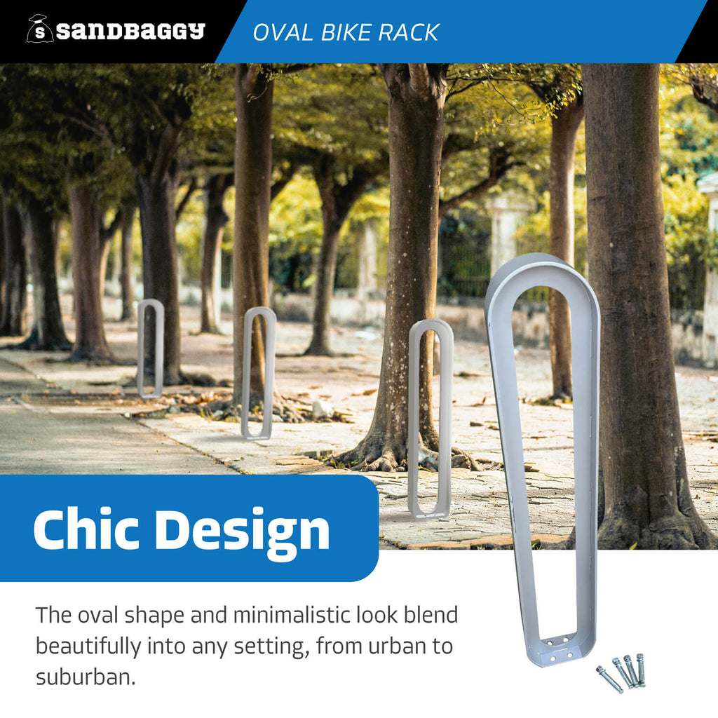 modern commercial oval bike rack - urban and suburban