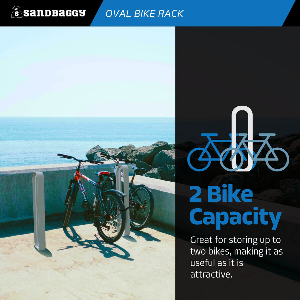 modern commercial oval bike rack - 2 bike capacity