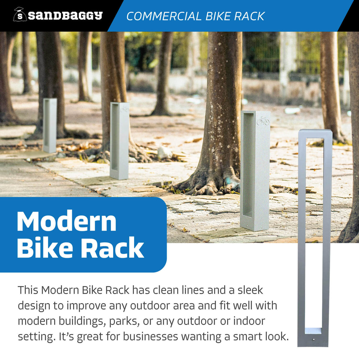 Rectangular Bike Rack Modern Aluminum Bike Rack | Commercial, Outdoor | Dual Capacity – Sandbaggy