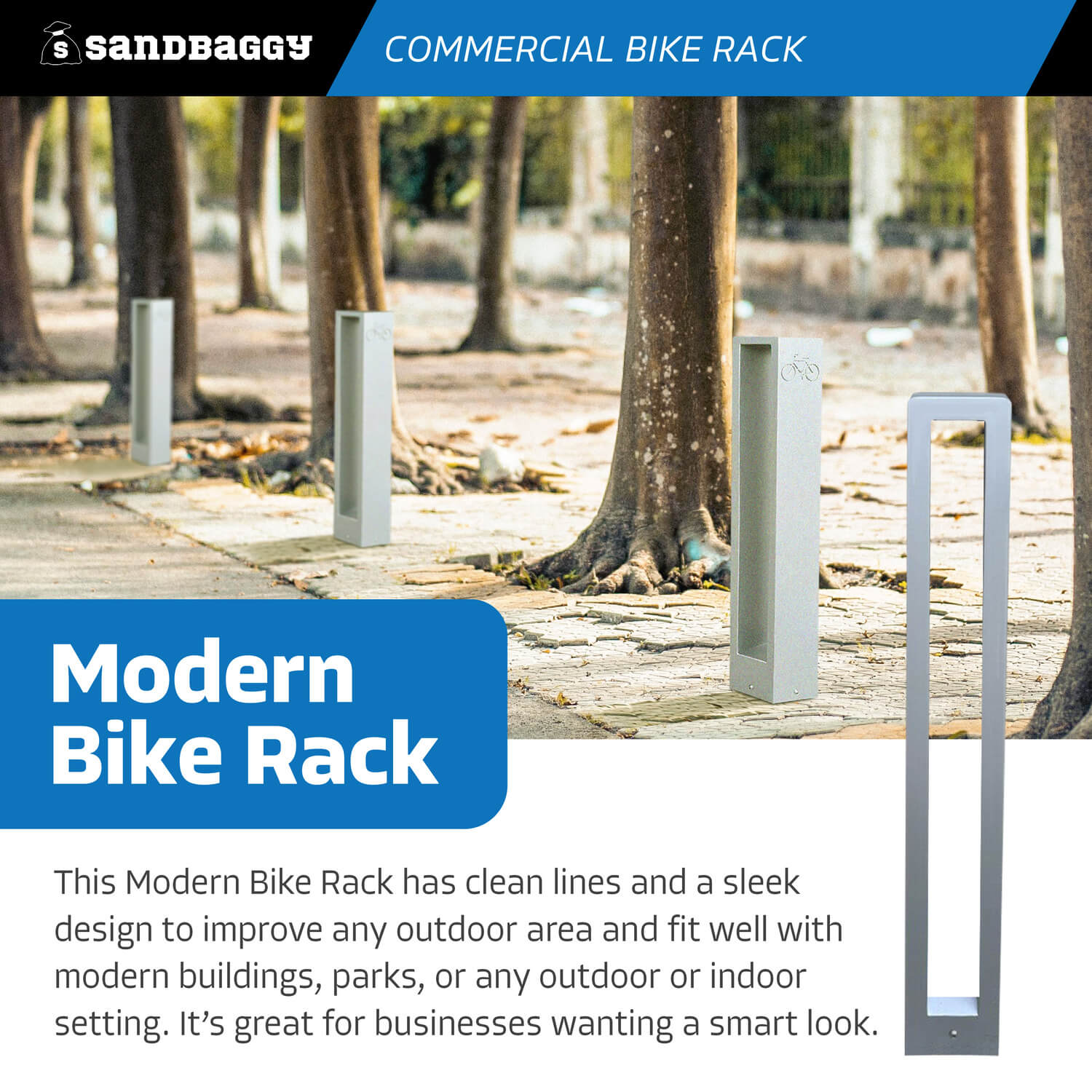 Modern Commercial Bike Rack: Aluminum Cast Sandbaggy