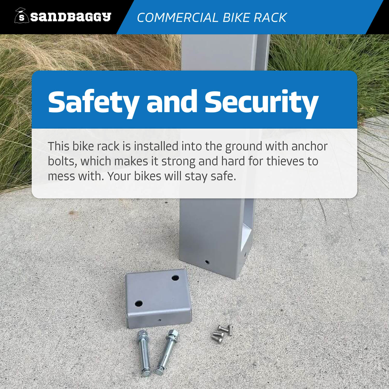 Modern Commercial Bike Rack: Aluminum Cast - Sandbaggy