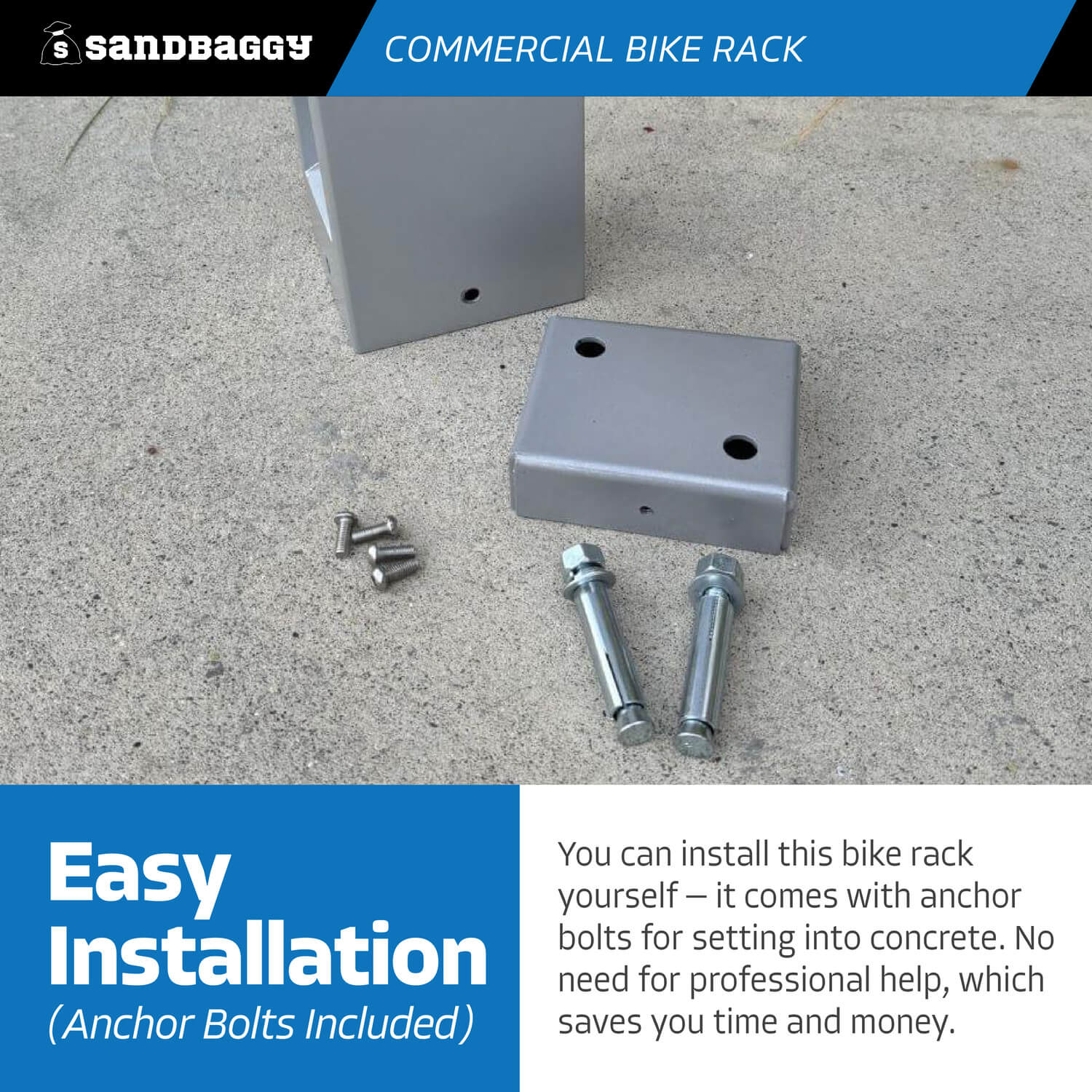 Modern Commercial Bike Rack: Aluminum Cast - Sandbaggy
